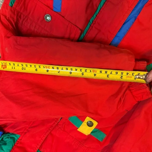 Vintage 90s OshKosh B'gosh Kids Colorblock Hooded Winter Jacket Red Ski Coat - Picture 4 of 8